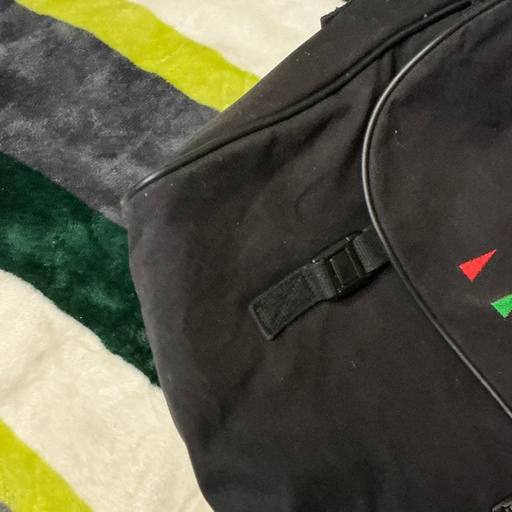 Lands' End Black Messenger Bag with Red, Green, Yellow & Blue Accents
